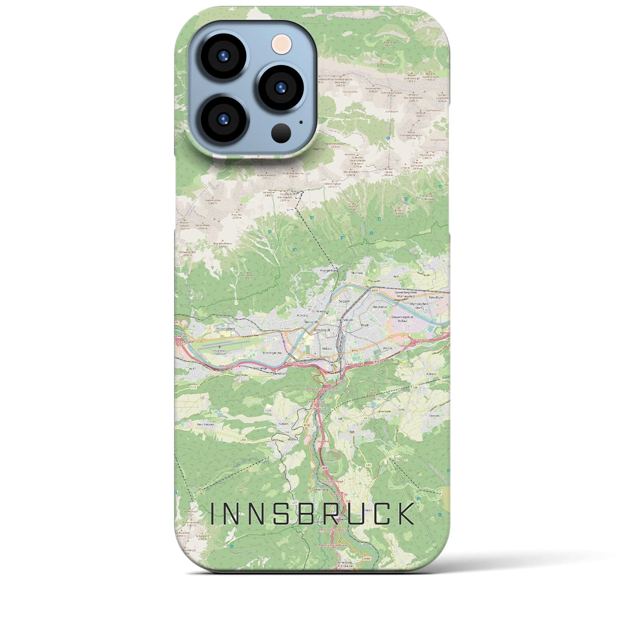 【インスブルック】地図柄iPhoneケース（バックカバータイプ・ナチュラル）iPhone 13 Pro Max 用