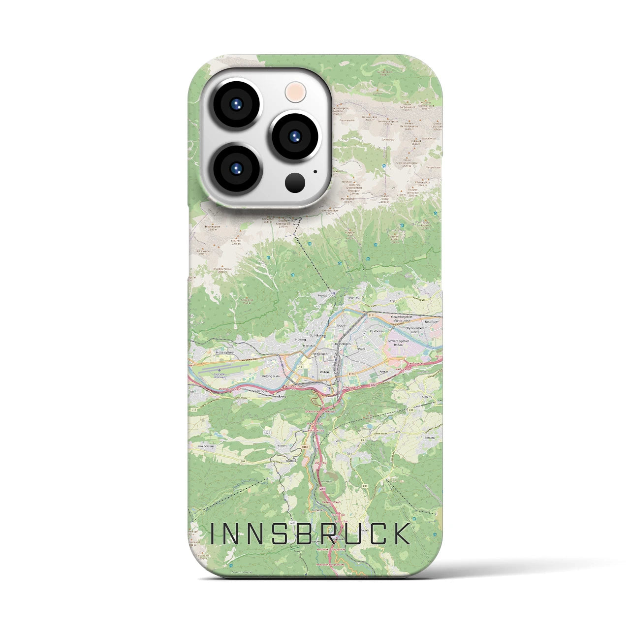 【インスブルック】地図柄iPhoneケース（バックカバータイプ・ナチュラル）iPhone 13 Pro 用