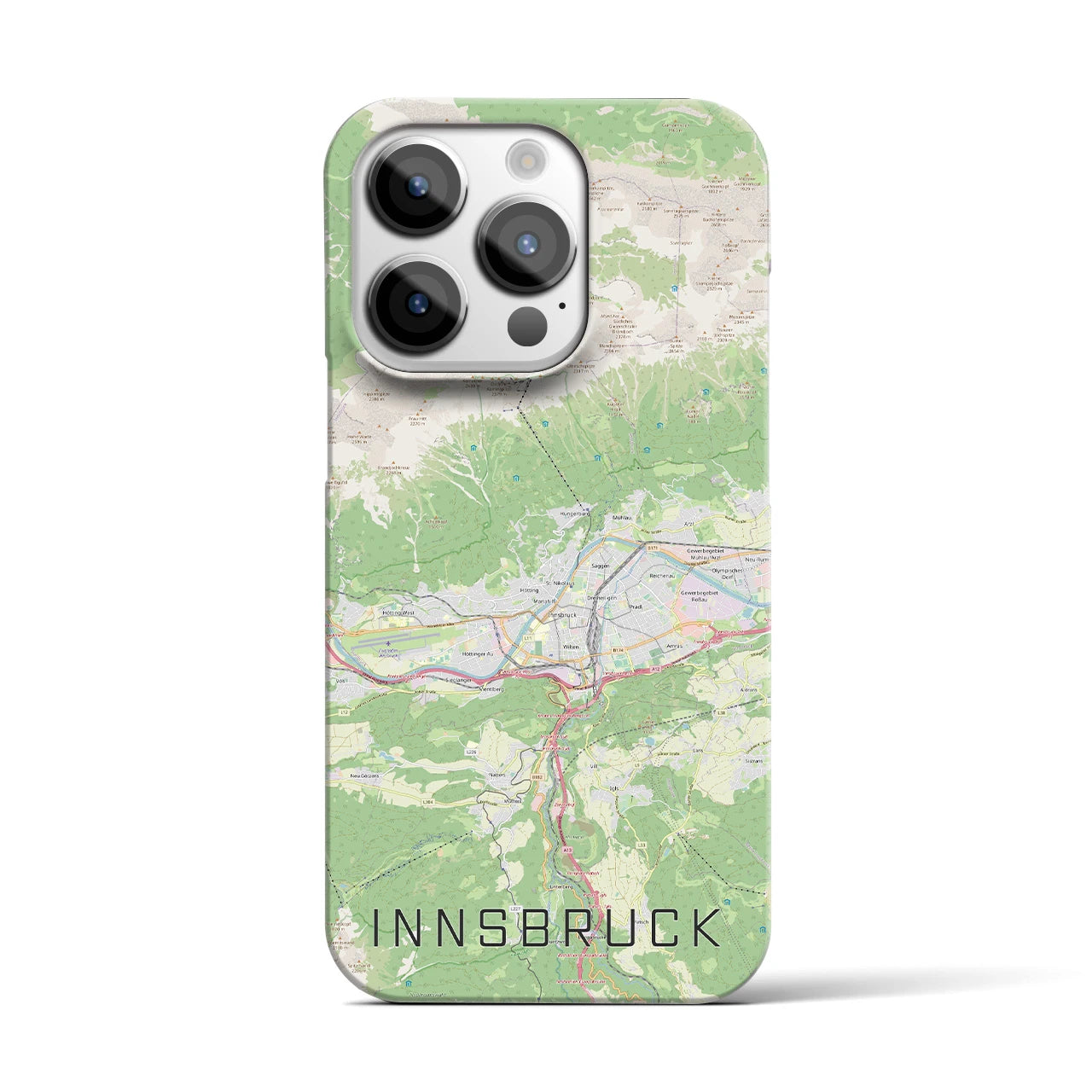 【インスブルック】地図柄iPhoneケース（バックカバータイプ・ナチュラル）iPhone 14 Pro 用