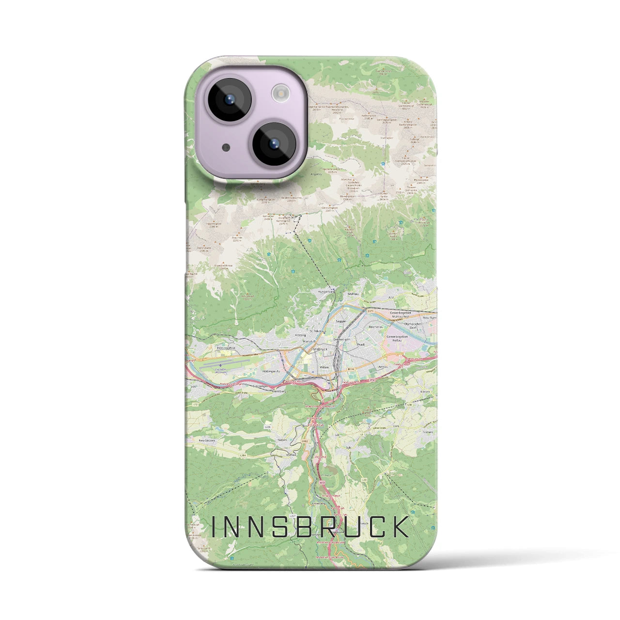 【インスブルック】地図柄iPhoneケース（バックカバータイプ・ナチュラル）iPhone 14 用