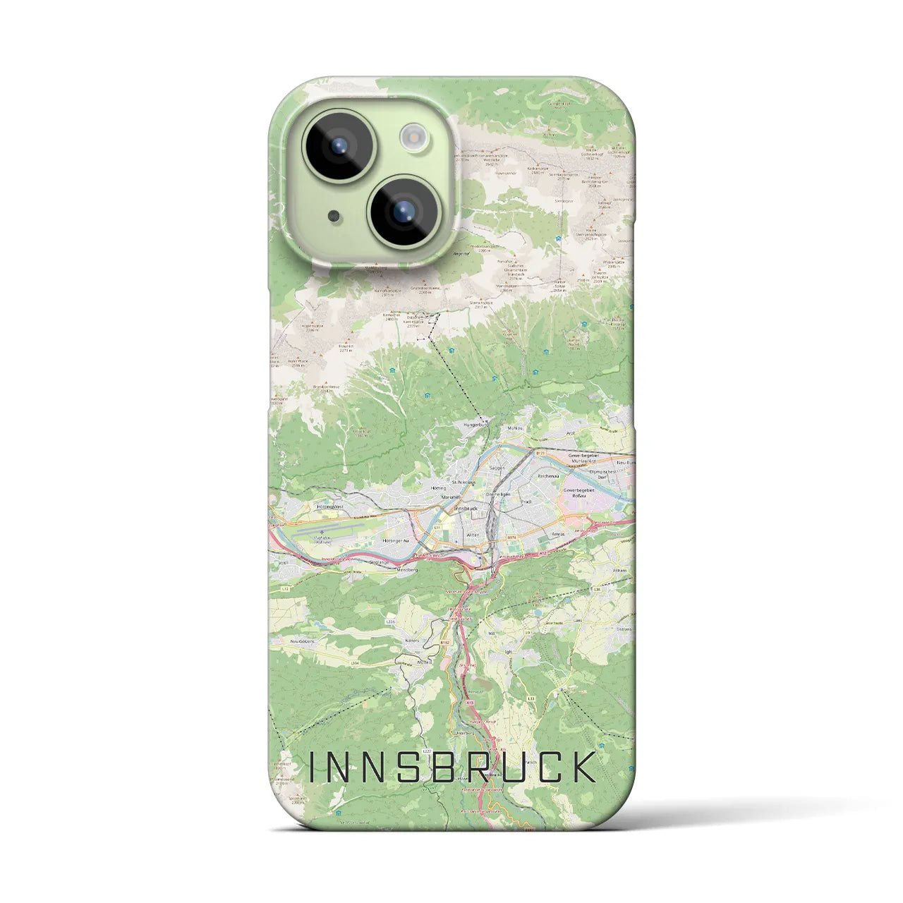 【インスブルック】地図柄iPhoneケース（バックカバータイプ・ナチュラル）iPhone 15 用