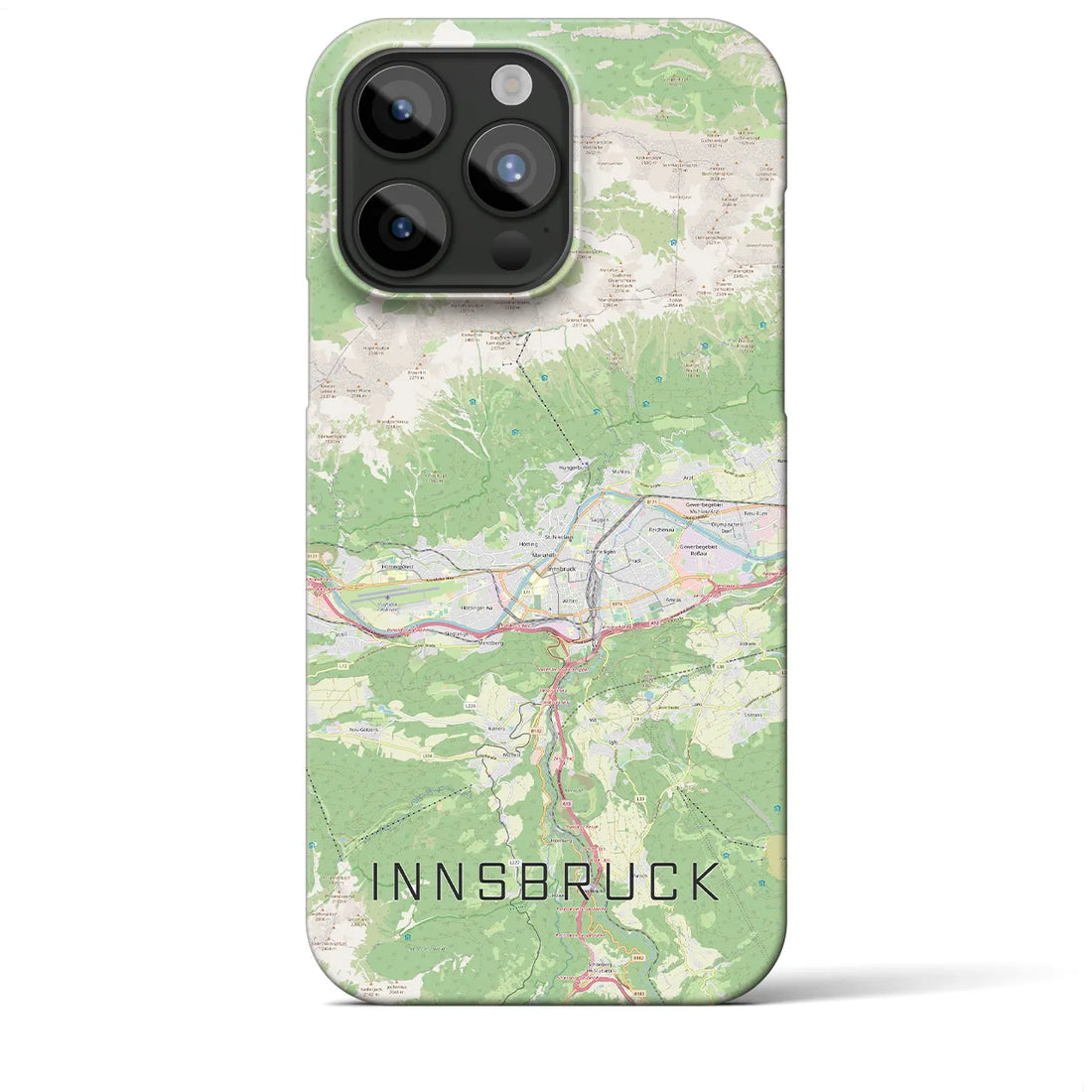 【インスブルック】地図柄iPhoneケース（バックカバータイプ・ナチュラル）iPhone 15 Pro Max 用