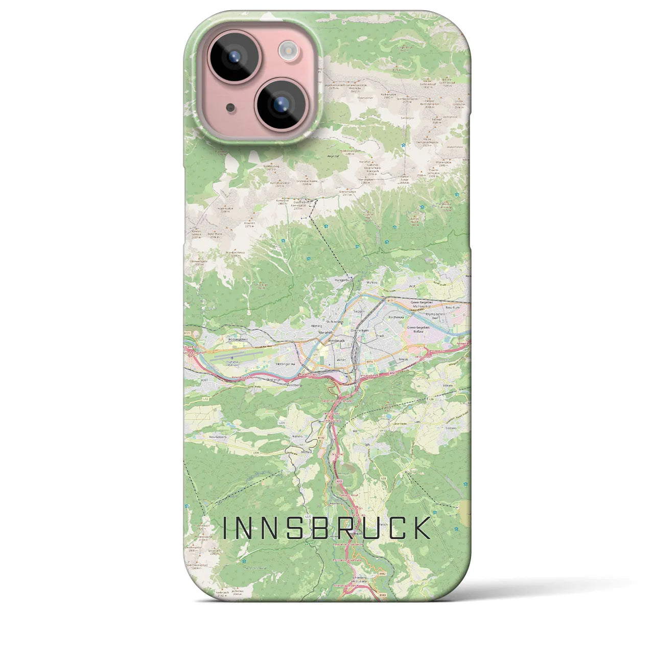 【インスブルック】地図柄iPhoneケース（バックカバータイプ・ナチュラル）iPhone 15 Plus 用