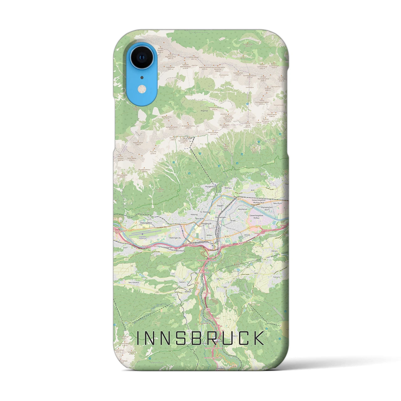 【インスブルック】地図柄iPhoneケース（バックカバータイプ・ナチュラル）iPhone XR 用