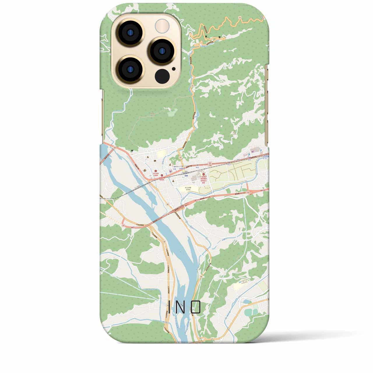 【伊野】地図柄iPhoneケース（バックカバータイプ・ナチュラル）iPhone 12 Pro Max 用
