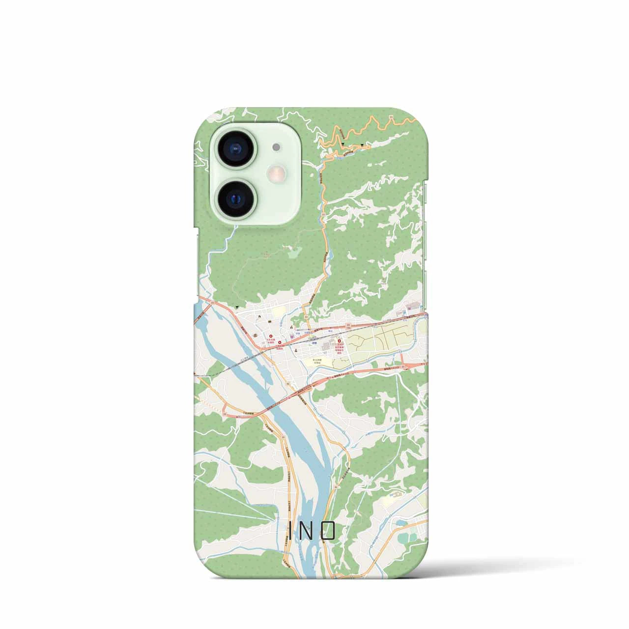 【伊野】地図柄iPhoneケース（バックカバータイプ・ナチュラル）iPhone 12 mini 用