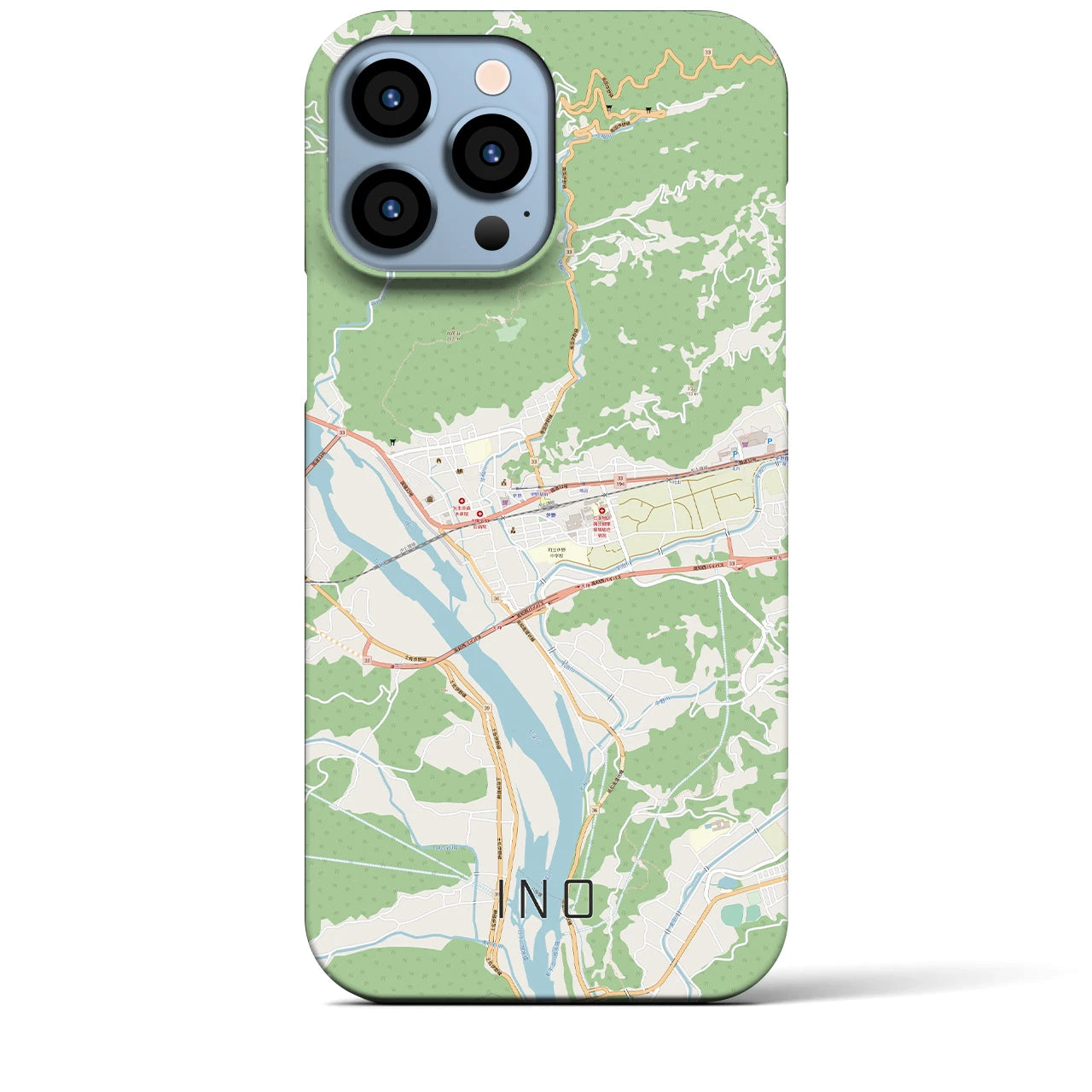 【伊野】地図柄iPhoneケース（バックカバータイプ・ナチュラル）iPhone 13 Pro Max 用