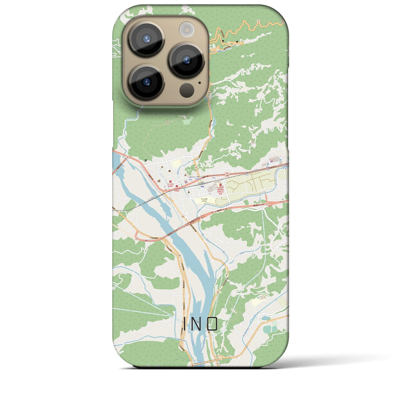 【伊野】地図柄iPhoneケース（バックカバータイプ・ナチュラル）iPhone 14 Pro Max 用