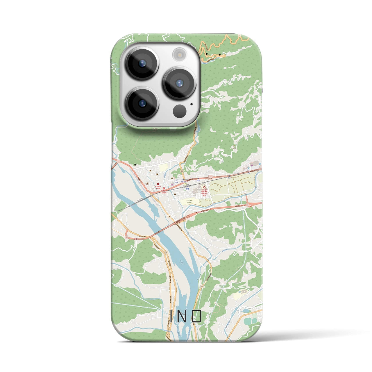 【伊野】地図柄iPhoneケース（バックカバータイプ・ナチュラル）iPhone 14 Pro 用