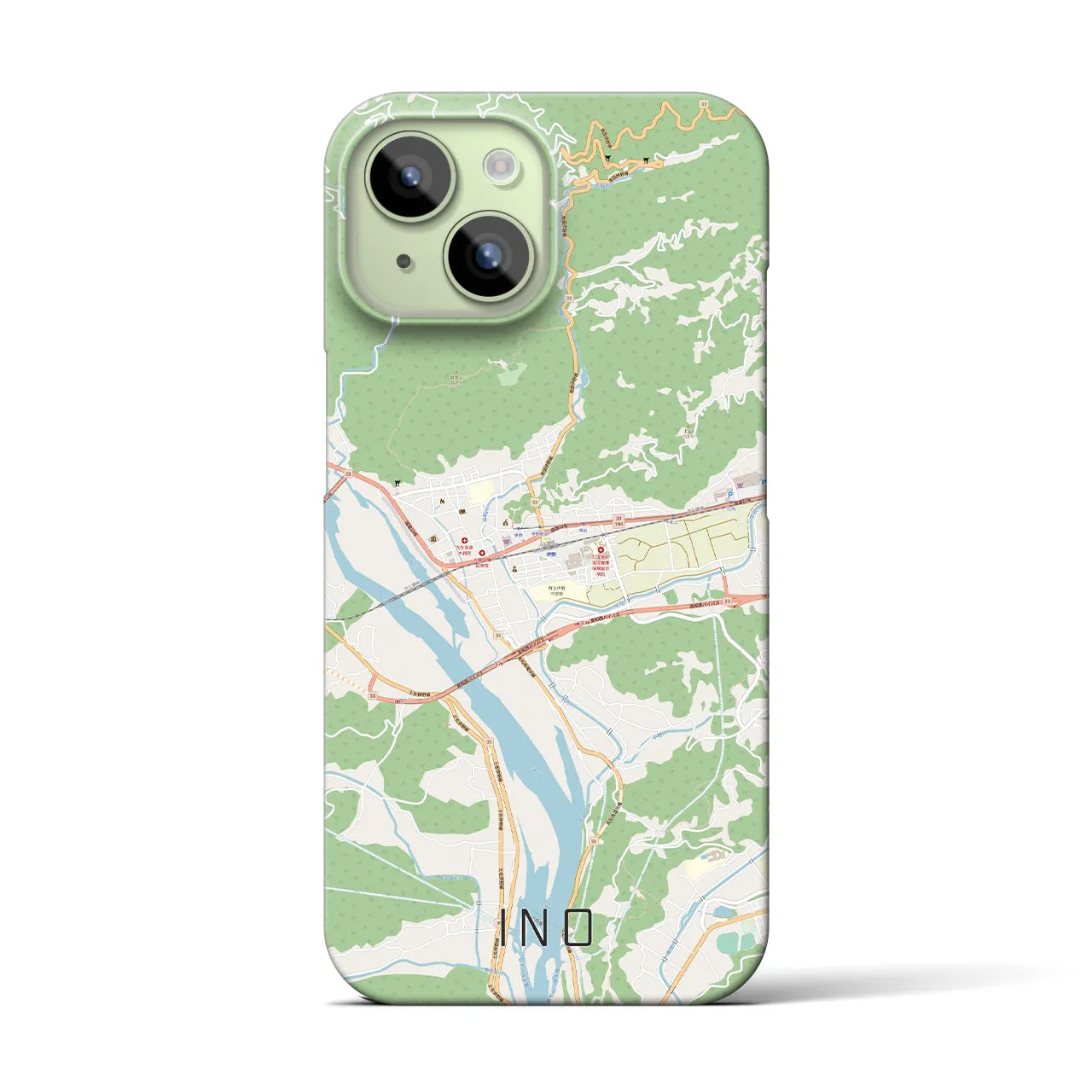 【伊野】地図柄iPhoneケース（バックカバータイプ・ナチュラル）iPhone 15 用