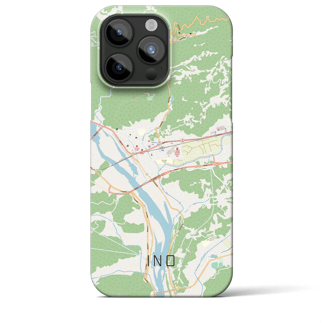【伊野】地図柄iPhoneケース（バックカバータイプ・ナチュラル）iPhone 15 Pro Max 用
