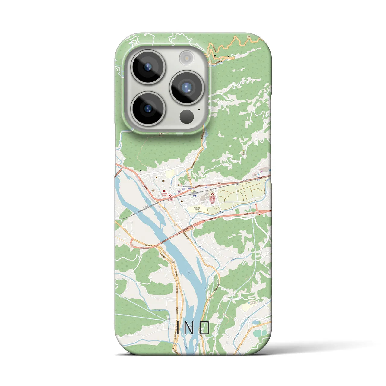 【伊野】地図柄iPhoneケース（バックカバータイプ・ナチュラル）iPhone 15 Pro 用