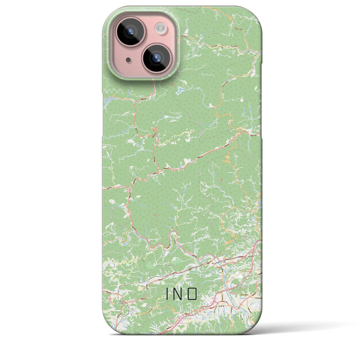 【いの】地図柄iPhoneケース（バックカバータイプ・ナチュラル）iPhone 15 Plus 用