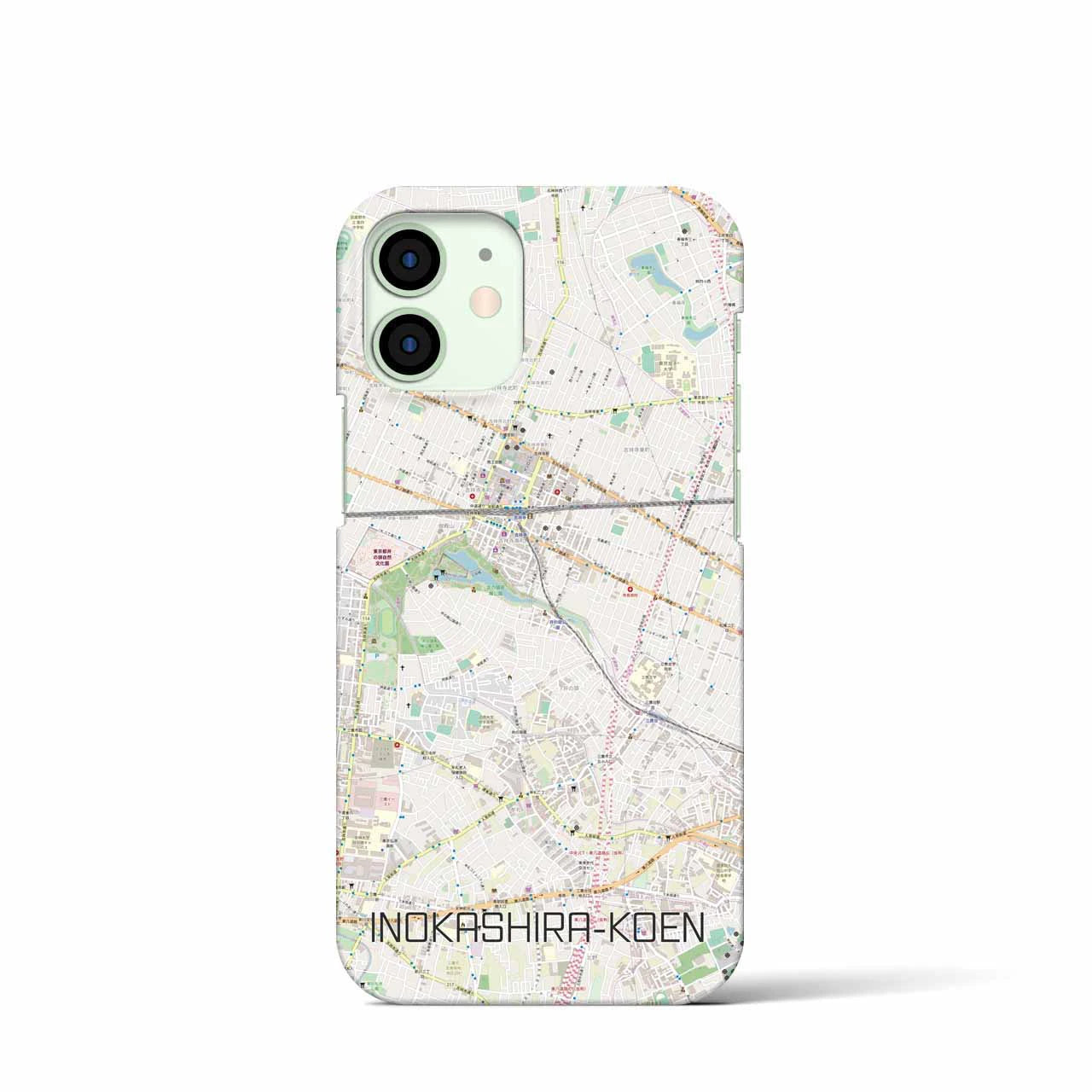 【井の頭公園】地図柄iPhoneケース（バックカバータイプ・ナチュラル）iPhone 12 mini 用