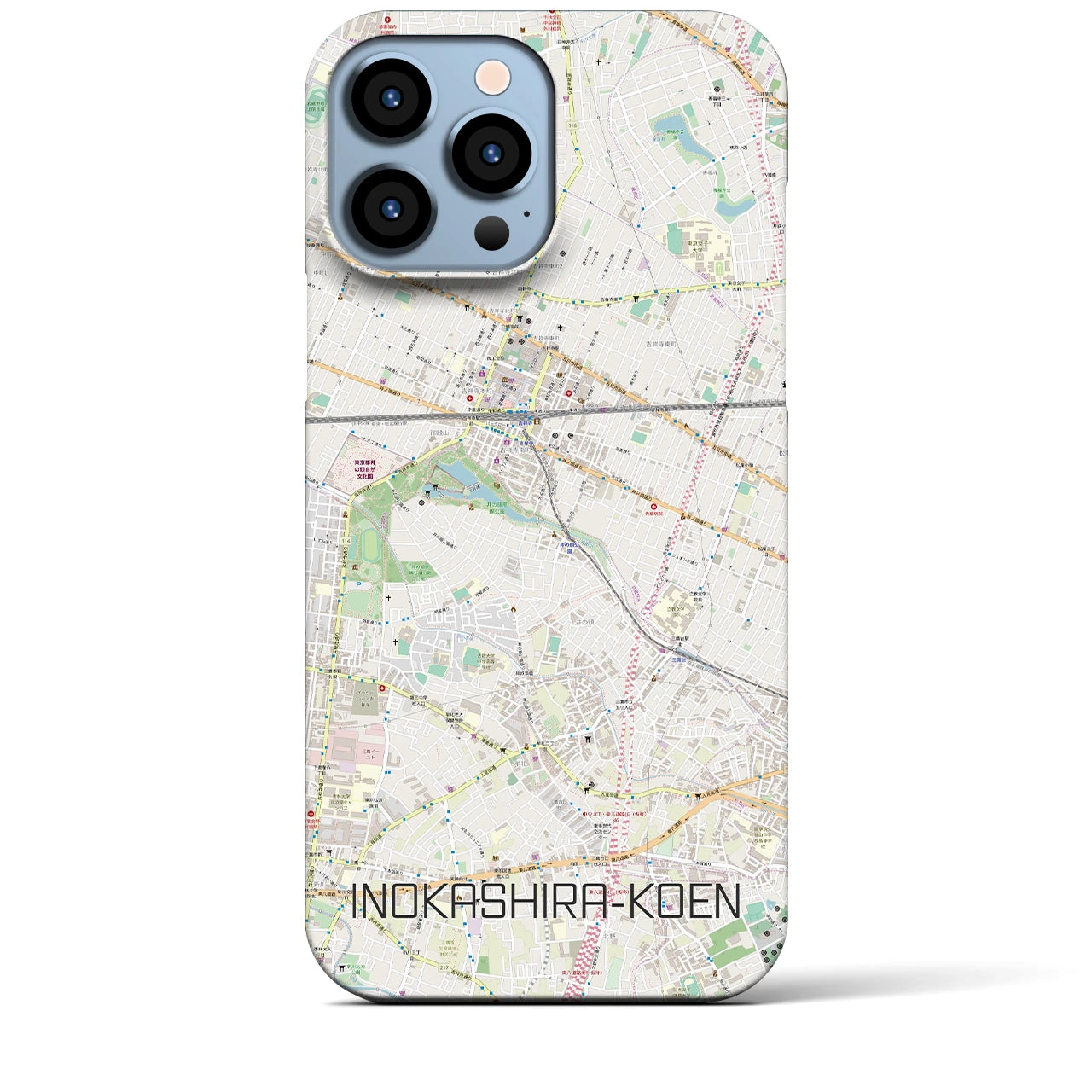 【井の頭公園】地図柄iPhoneケース（バックカバータイプ・ナチュラル）iPhone 13 Pro Max 用