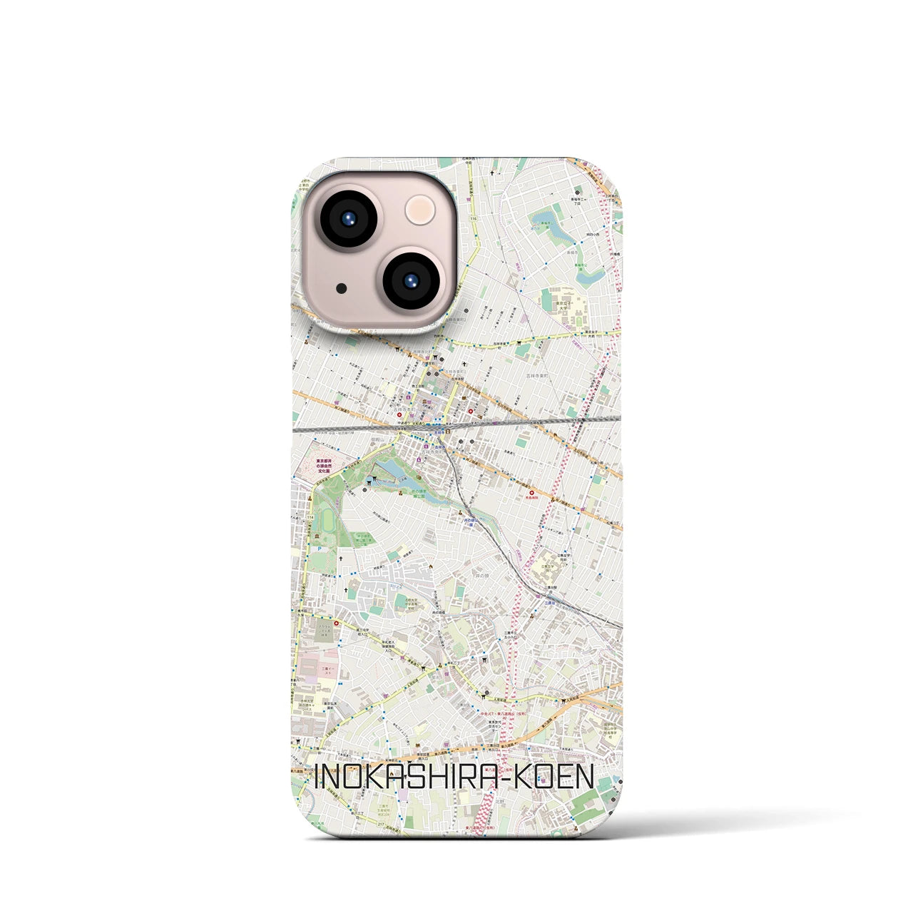【井の頭公園】地図柄iPhoneケース（バックカバータイプ・ナチュラル）iPhone 13 mini 用