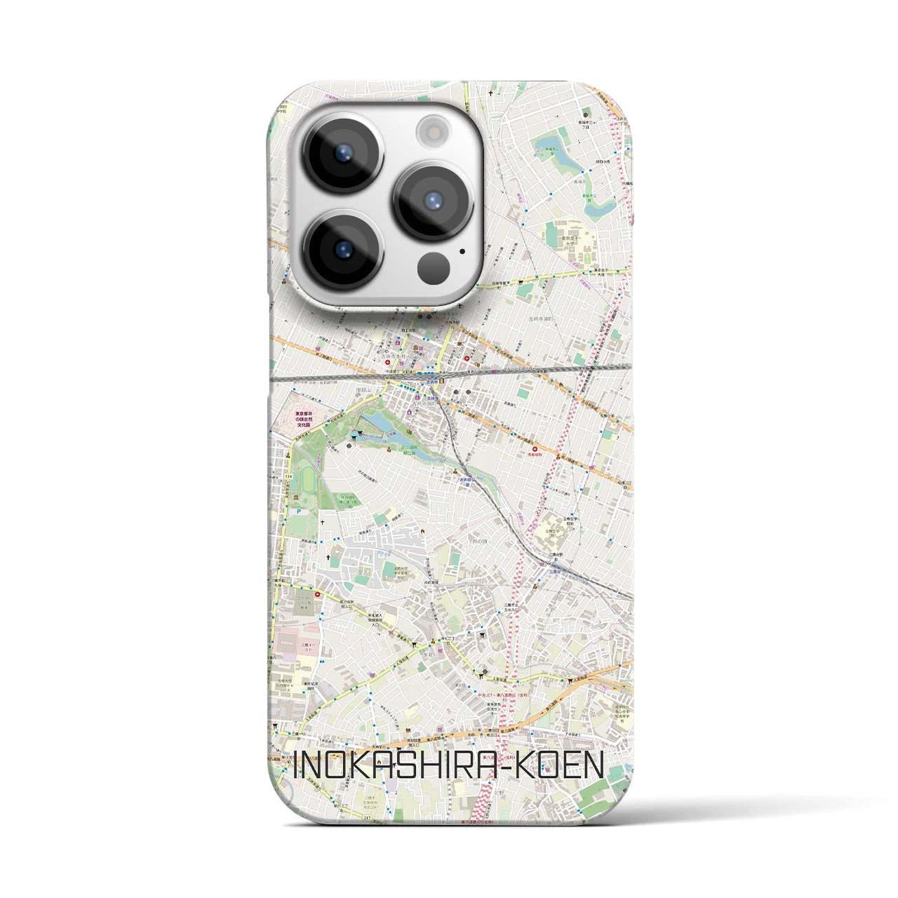 【井の頭公園】地図柄iPhoneケース（バックカバータイプ・ナチュラル）iPhone 14 Pro 用