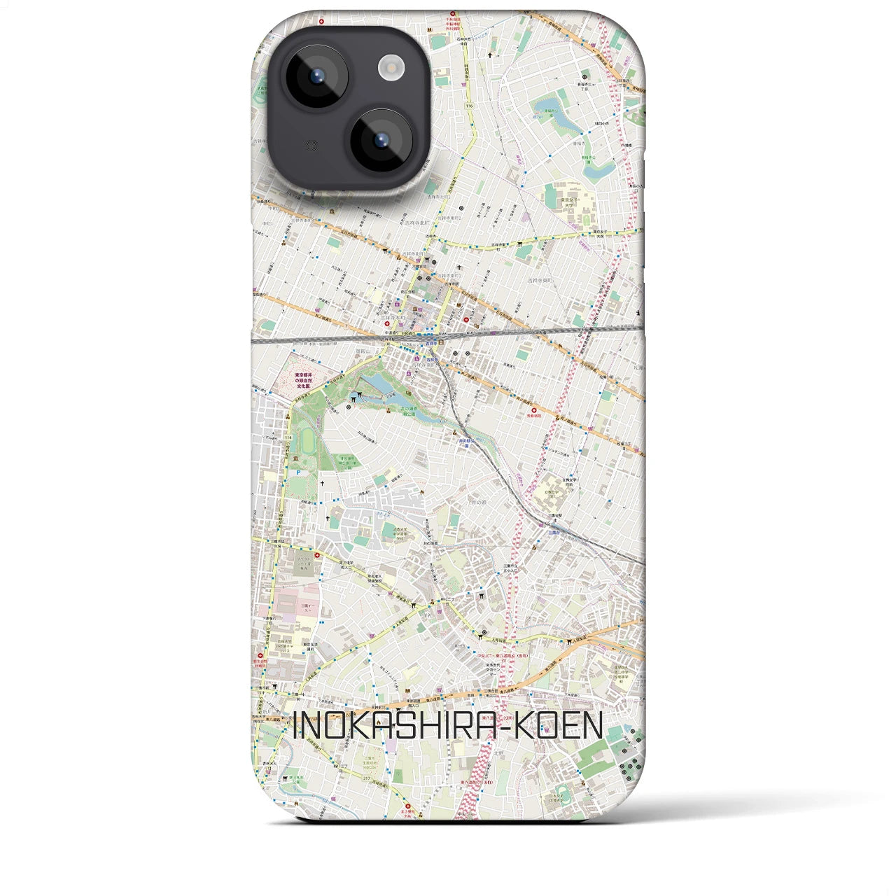 【井の頭公園】地図柄iPhoneケース（バックカバータイプ・ナチュラル）iPhone 14 Plus 用