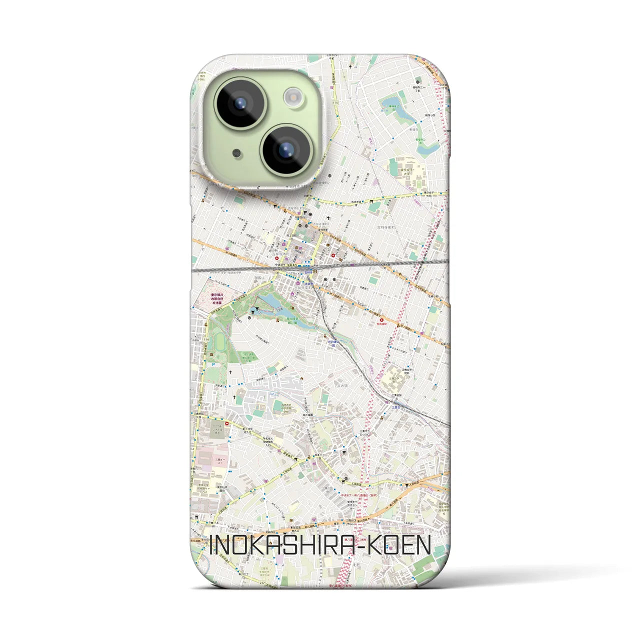 【井の頭公園】地図柄iPhoneケース（バックカバータイプ・ナチュラル）iPhone 15 用
