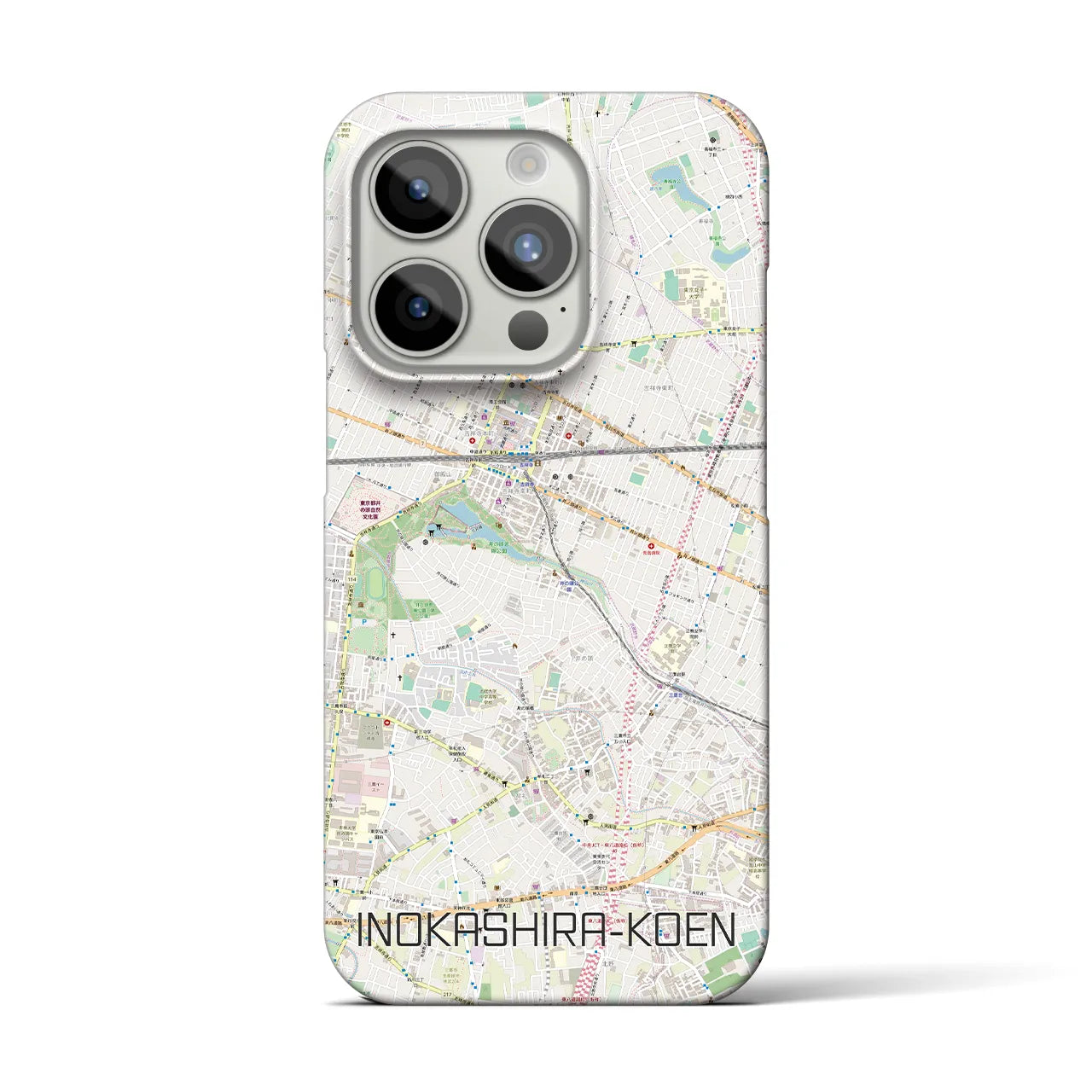 【井の頭公園】地図柄iPhoneケース（バックカバータイプ・ナチュラル）iPhone 15 Pro 用