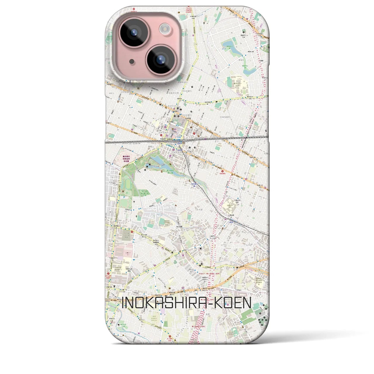 【井の頭公園】地図柄iPhoneケース（バックカバータイプ・ナチュラル）iPhone 15 Plus 用