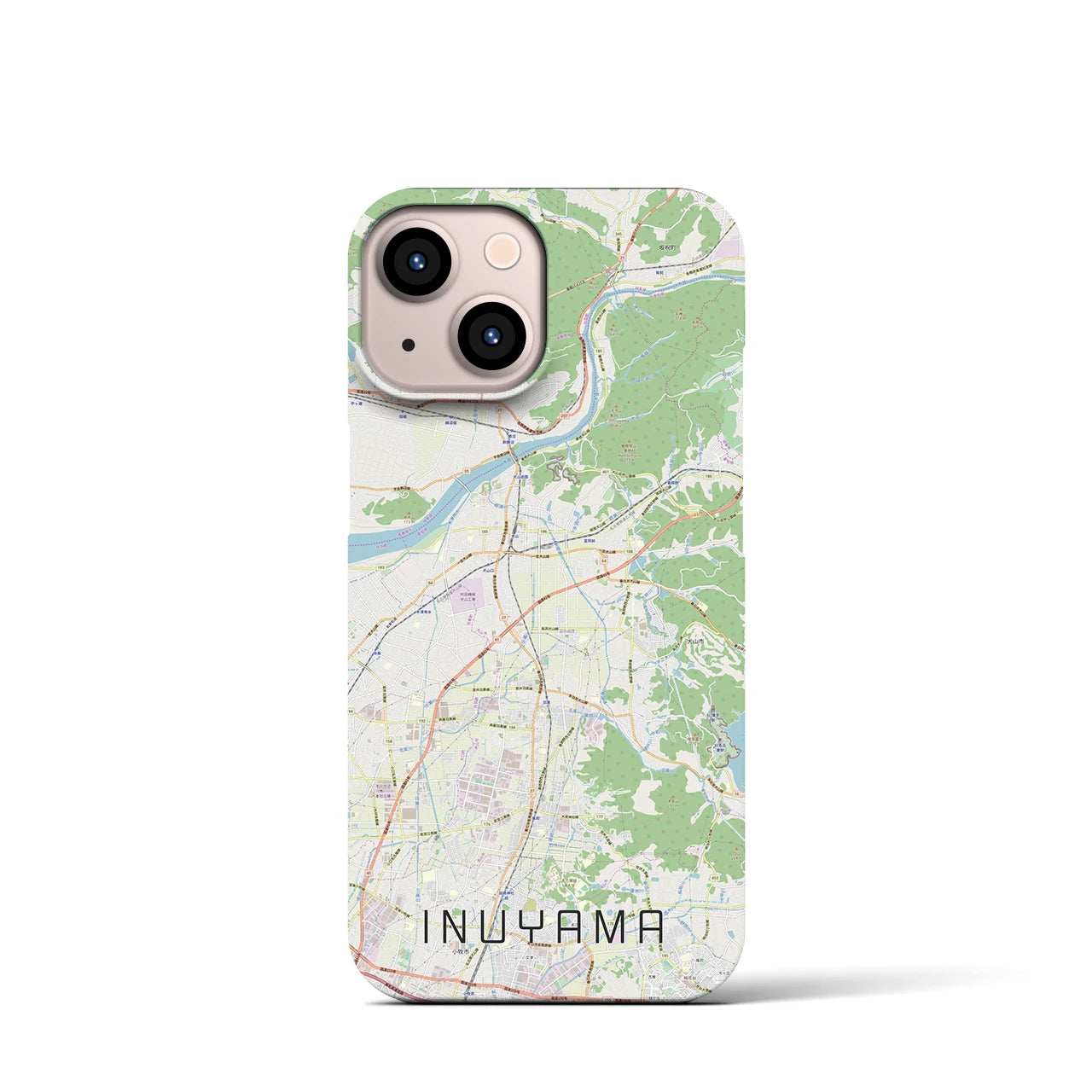 【犬山】地図柄iPhoneケース（バックカバータイプ・ナチュラル）iPhone 13 mini 用