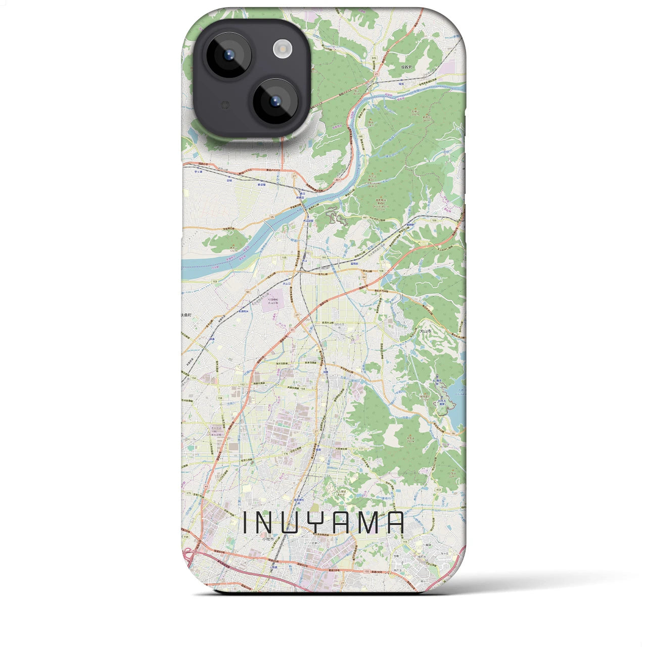 【犬山】地図柄iPhoneケース（バックカバータイプ・ナチュラル）iPhone 14 Plus 用