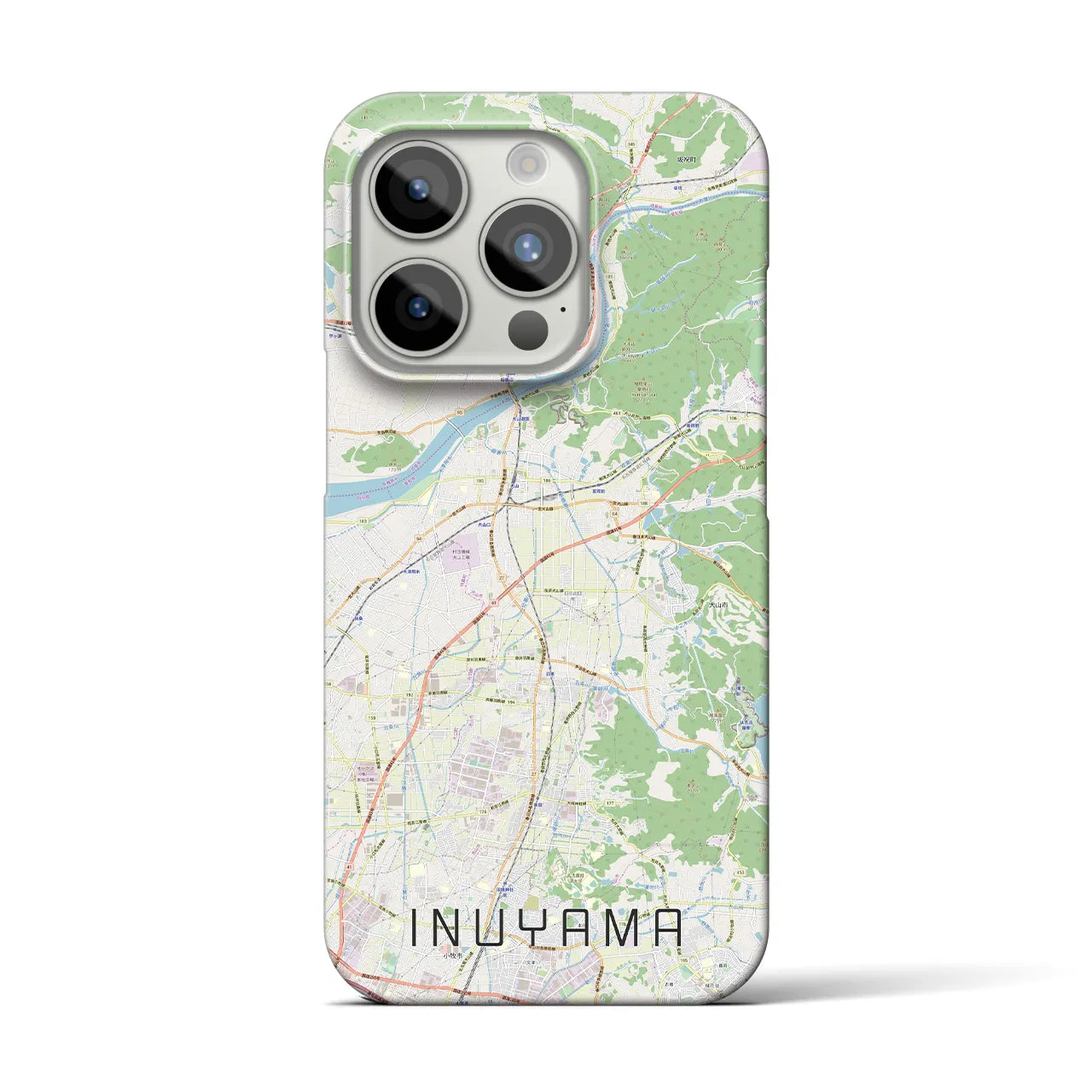 【犬山】地図柄iPhoneケース（バックカバータイプ・ナチュラル）iPhone 15 Pro 用