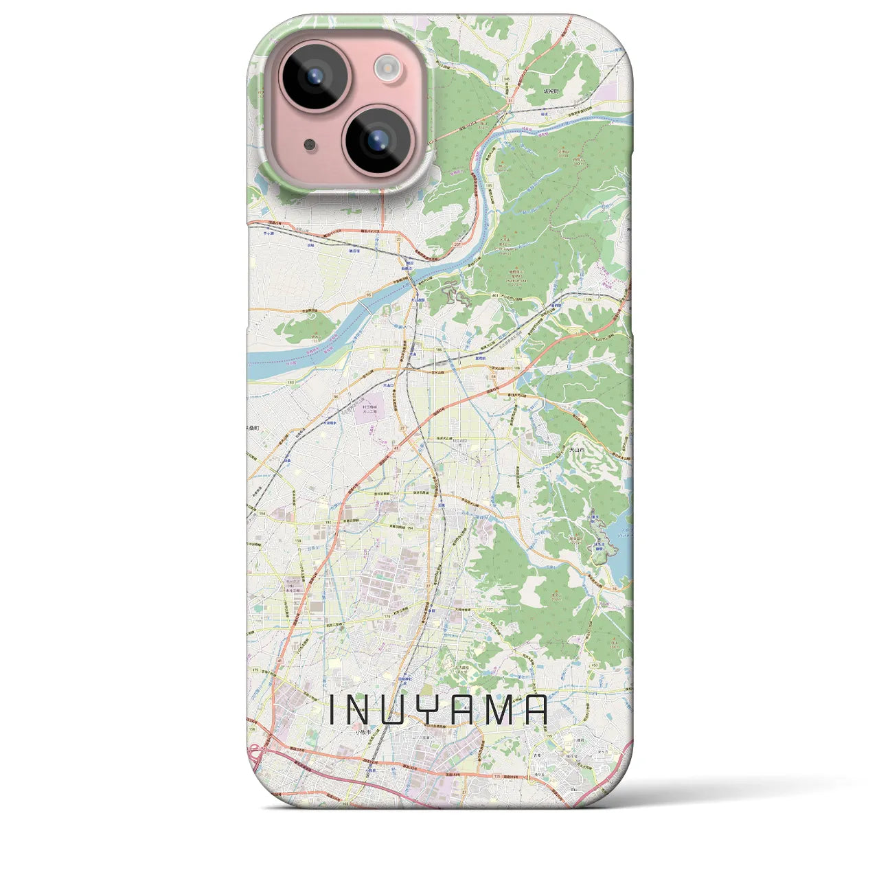 【犬山】地図柄iPhoneケース（バックカバータイプ・ナチュラル）iPhone 15 Plus 用