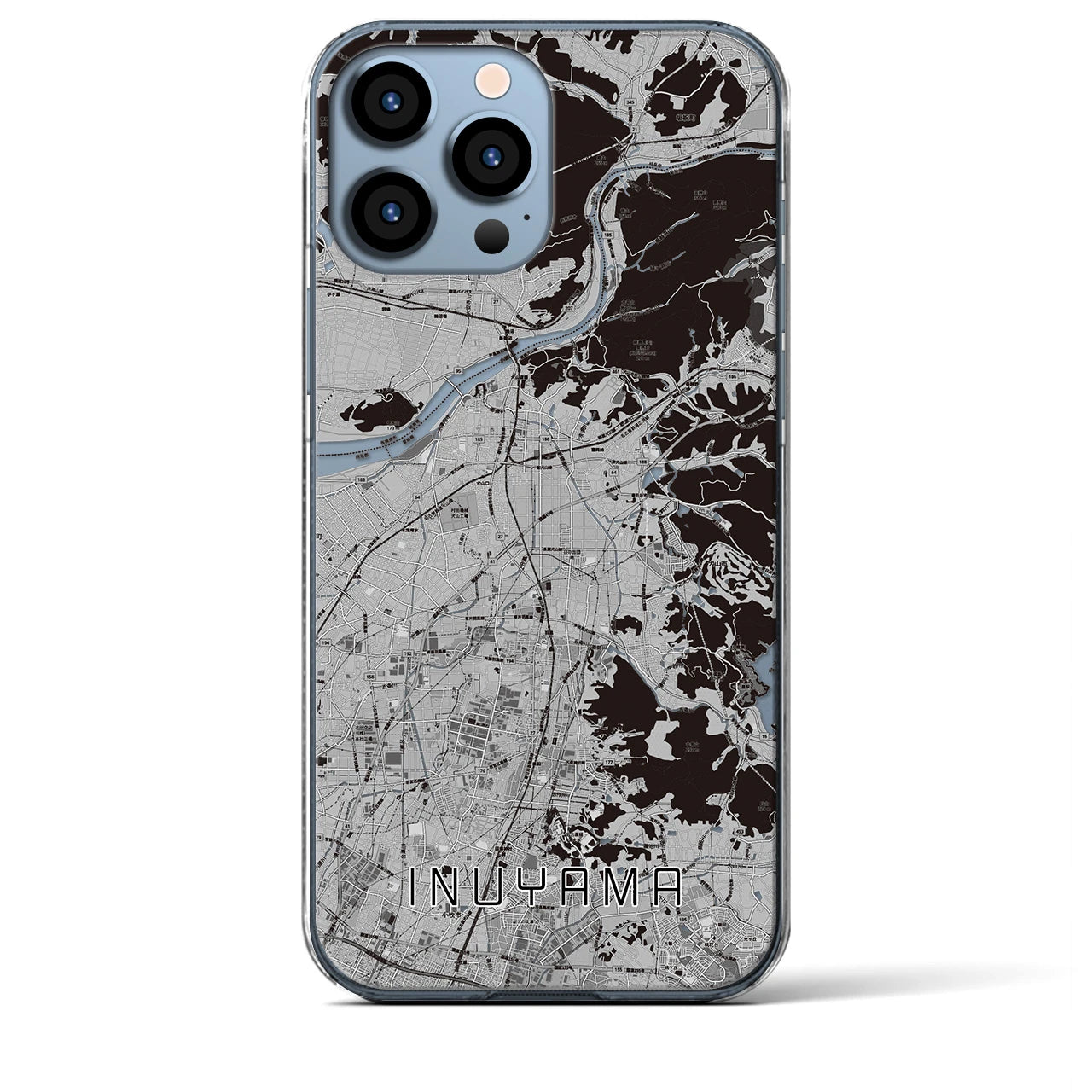 【犬山】地図柄iPhoneケース（クリアタイプ・モノトーン）iPhone 13 Pro Max 用