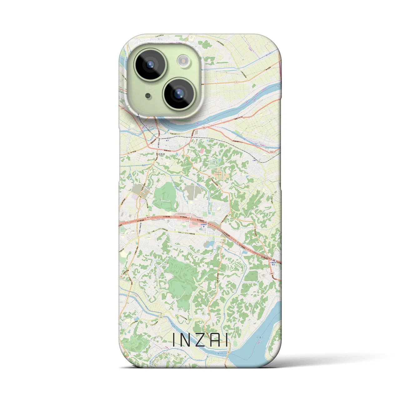 【印西】地図柄iPhoneケース（バックカバータイプ・ナチュラル）iPhone 15 用