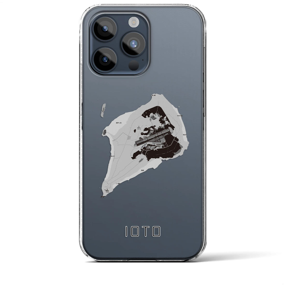 【硫黄島】地図柄iPhoneケース（クリアタイプ・モノトーン）iPhone 15 Pro Max 用