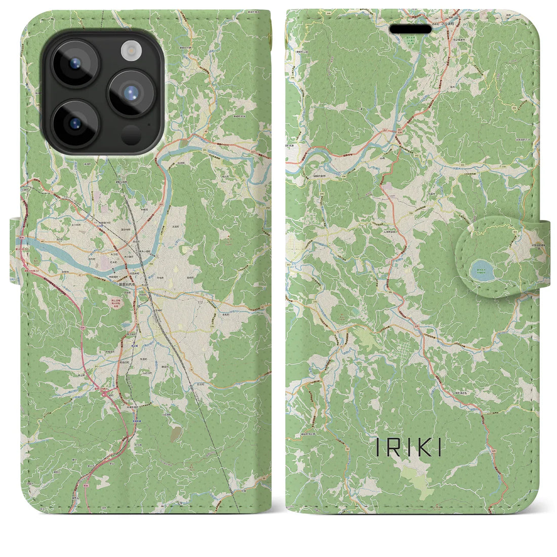 【入来】地図柄iPhoneケース（手帳両面タイプ・ナチュラル）iPhone 15 Pro Max 用