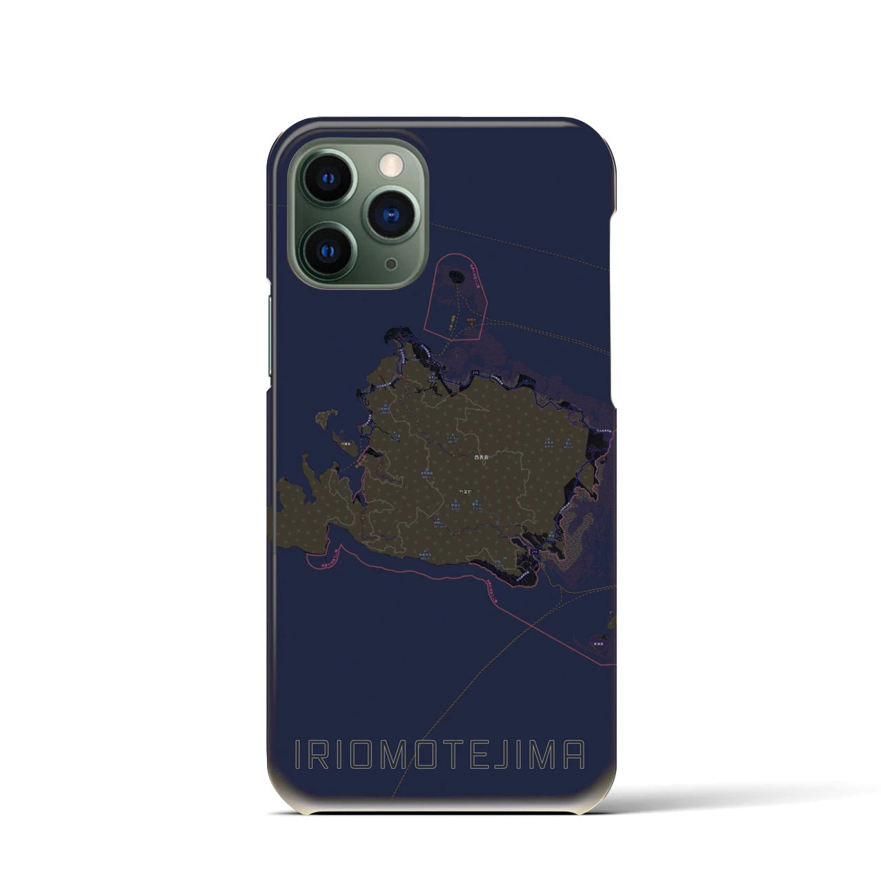 【西表島】地図柄iPhoneケース（バックカバータイプ・ブラック）iPhone 11 Pro 用