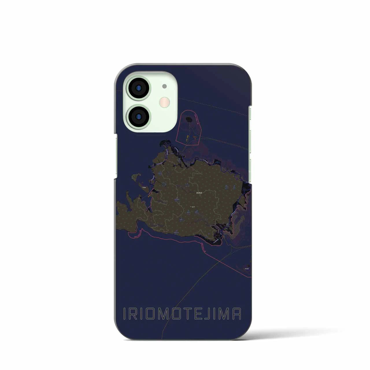 【西表島】地図柄iPhoneケース（バックカバータイプ・ブラック）iPhone 12 mini 用