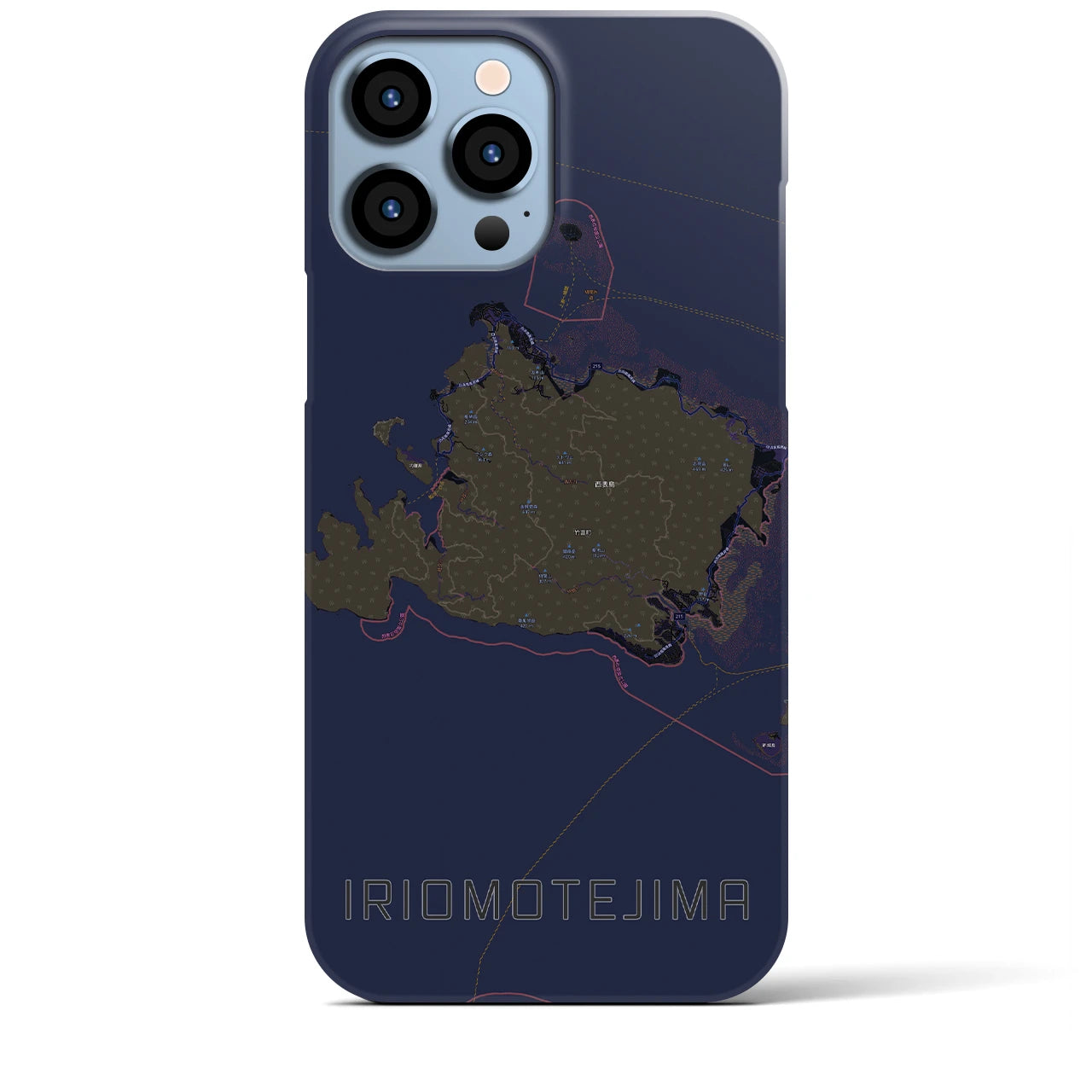 【西表島】地図柄iPhoneケース（バックカバータイプ・ブラック）iPhone 13 Pro Max 用