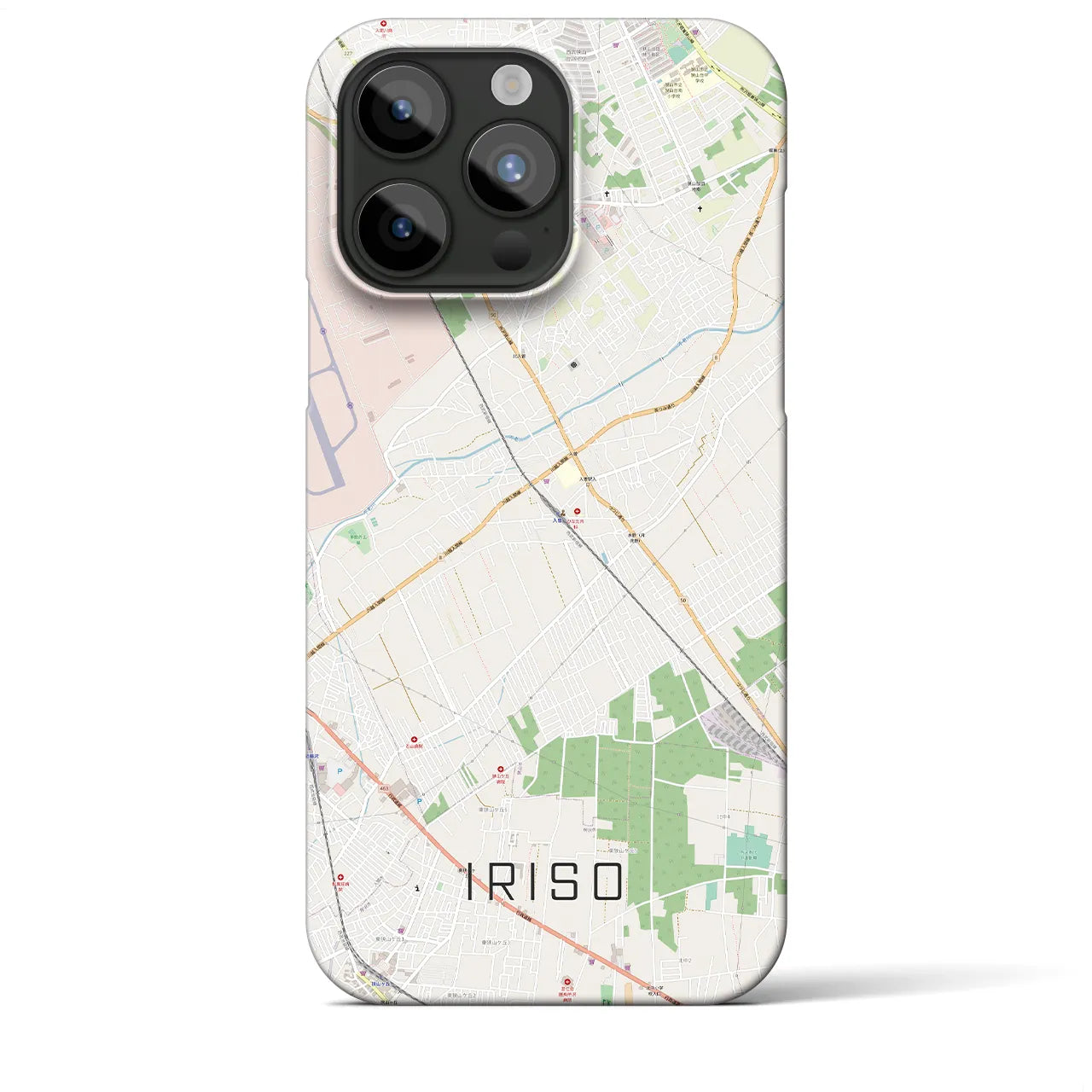 【入曽】地図柄iPhoneケース（バックカバータイプ・ナチュラル）iPhone 15 Pro Max 用