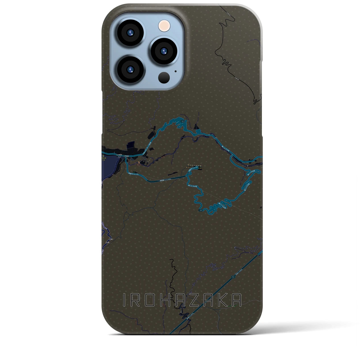 【いろは坂】地図柄iPhoneケース（バックカバータイプ・ブラック）iPhone 13 Pro Max 用