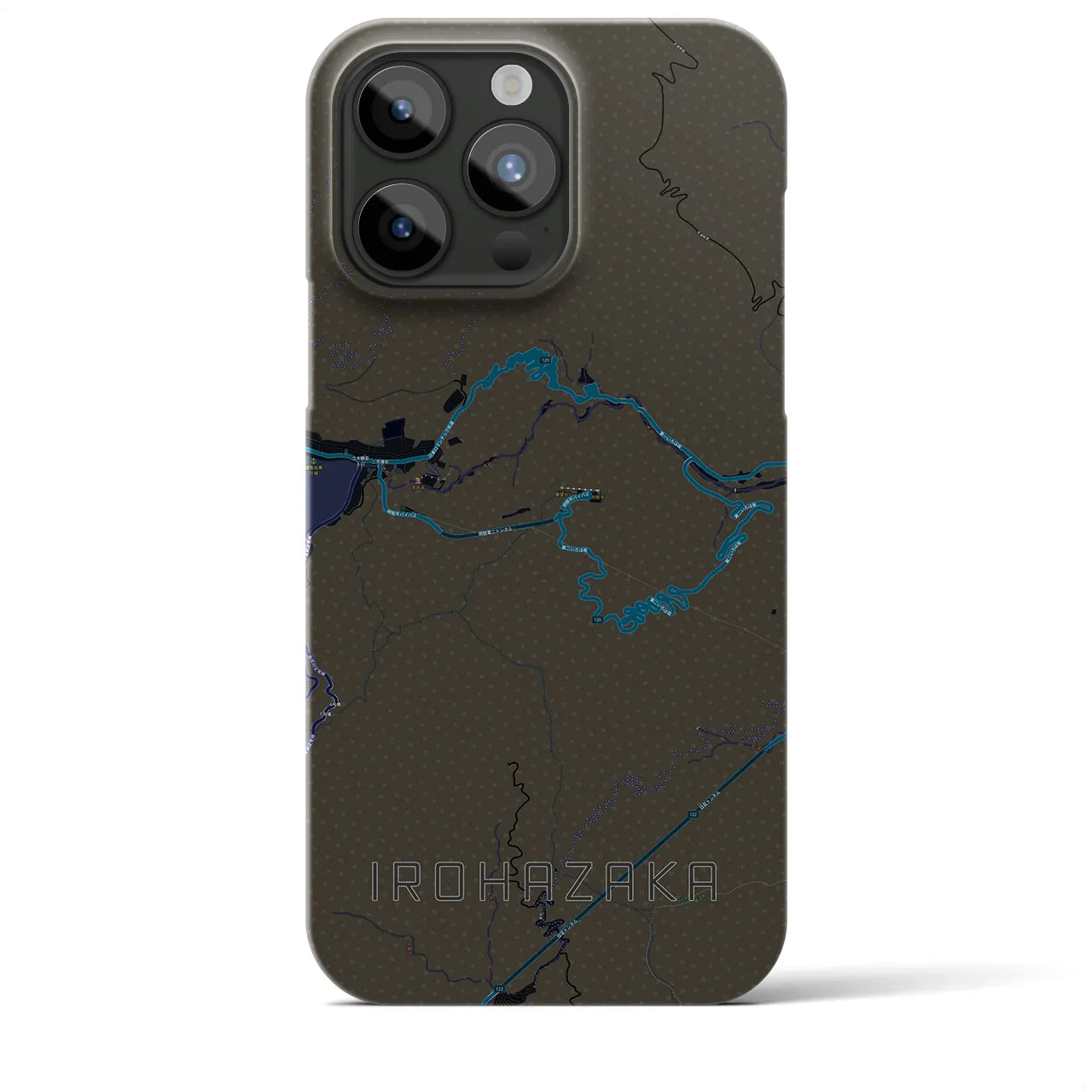 【いろは坂】地図柄iPhoneケース（バックカバータイプ・ブラック）iPhone 15 Pro Max 用