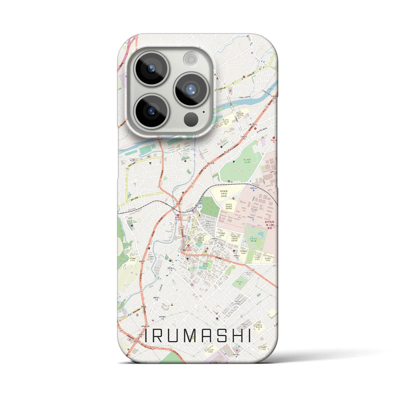 【入間市】地図柄iPhoneケース（バックカバータイプ・ナチュラル）iPhone 15 Pro 用