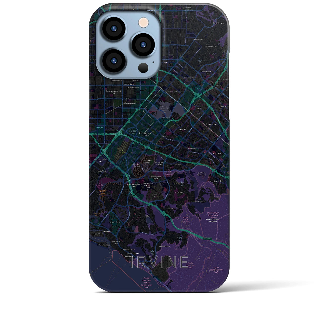 【アーバイン】地図柄iPhoneケース（バックカバータイプ・ブラック）iPhone 13 Pro Max 用