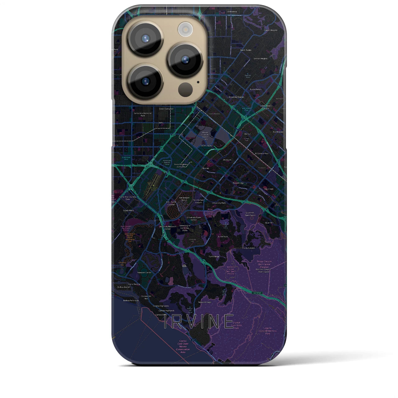 【アーバイン】地図柄iPhoneケース（バックカバータイプ・ブラック）iPhone 14 Pro Max 用