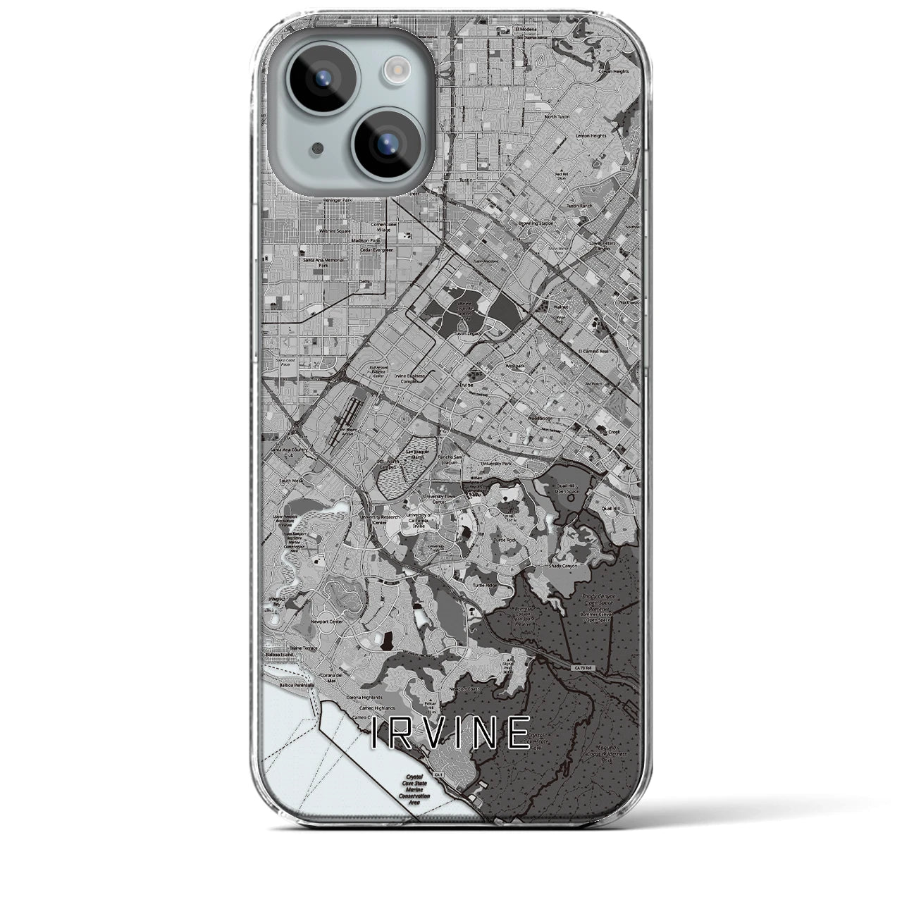 【アーバイン】地図柄iPhoneケース（クリアタイプ・モノトーン）iPhone 15 Plus 用