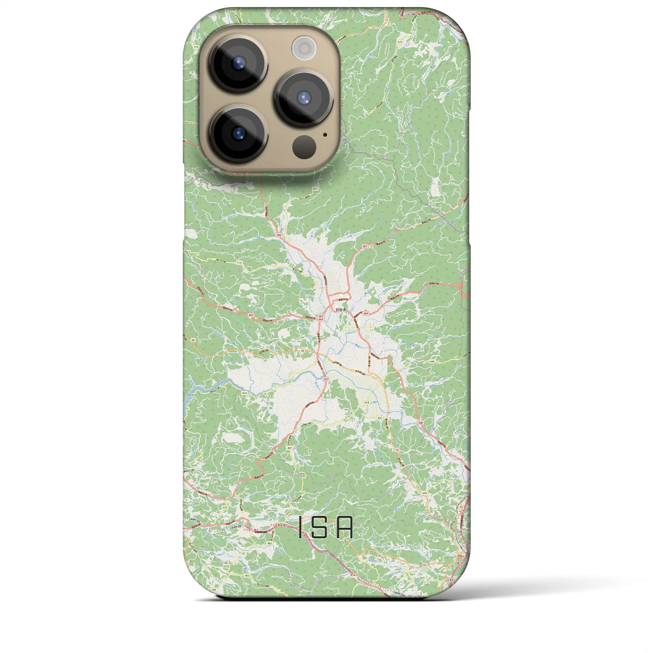 【伊佐】地図柄iPhoneケース（バックカバータイプ・ナチュラル）iPhone 14 Pro Max 用