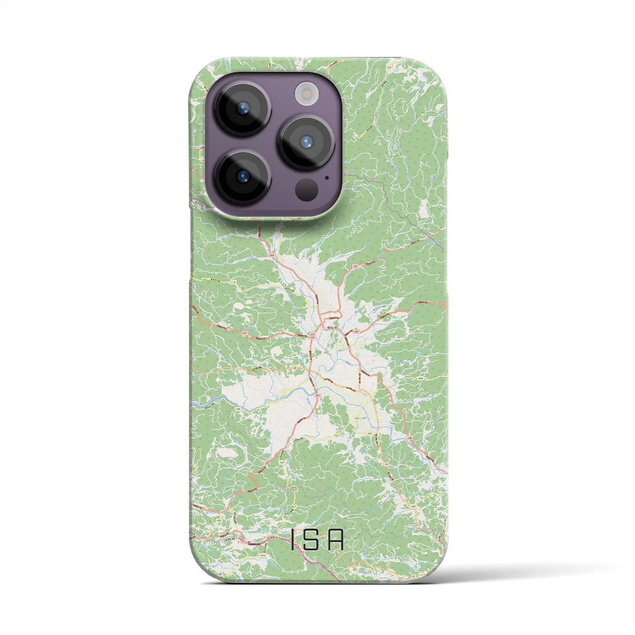 【伊佐】地図柄iPhoneケース（バックカバータイプ・ナチュラル）iPhone 14 Pro 用