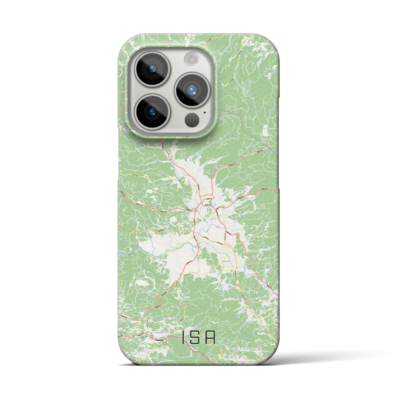 【伊佐】地図柄iPhoneケース（バックカバータイプ・ナチュラル）iPhone 15 Pro 用