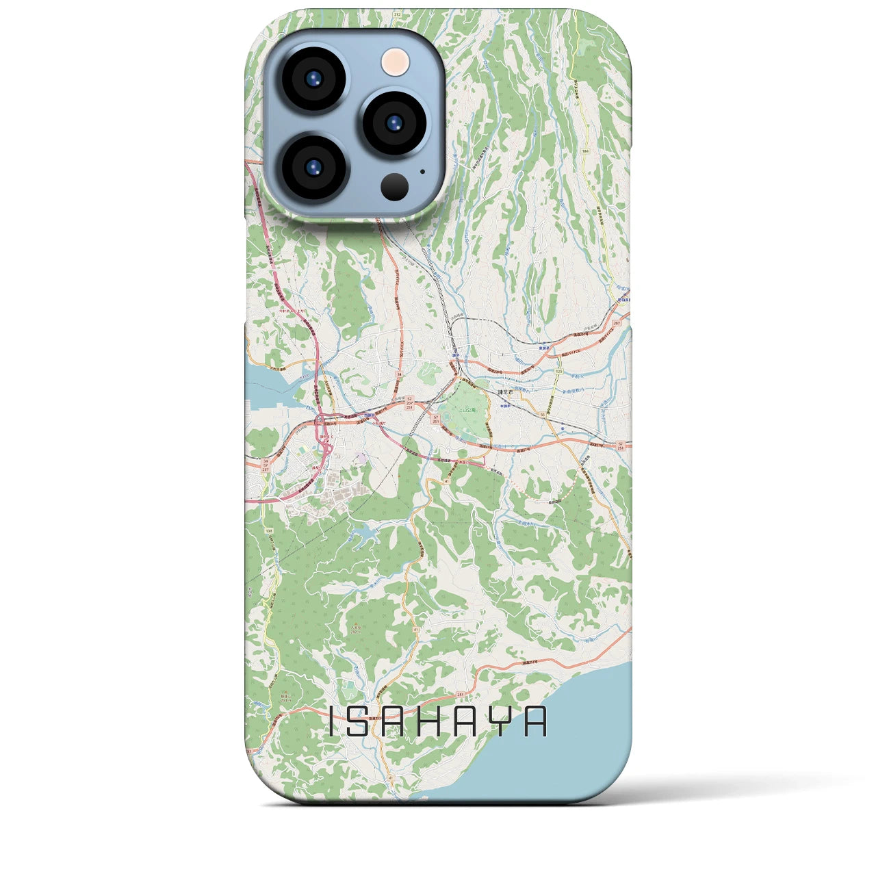 【諫早】地図柄iPhoneケース（バックカバータイプ・ナチュラル）iPhone 13 Pro Max 用