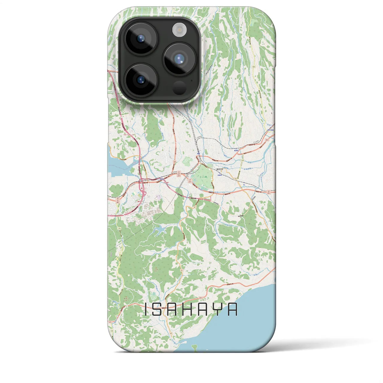 【諫早】地図柄iPhoneケース（バックカバータイプ・ナチュラル）iPhone 15 Pro Max 用