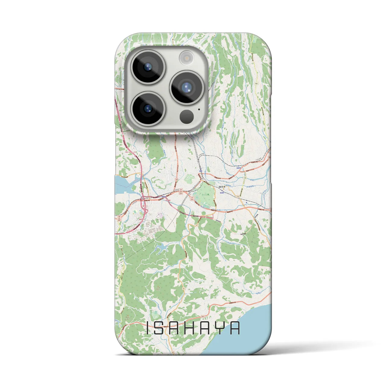 【諫早】地図柄iPhoneケース（バックカバータイプ・ナチュラル）iPhone 15 Pro 用