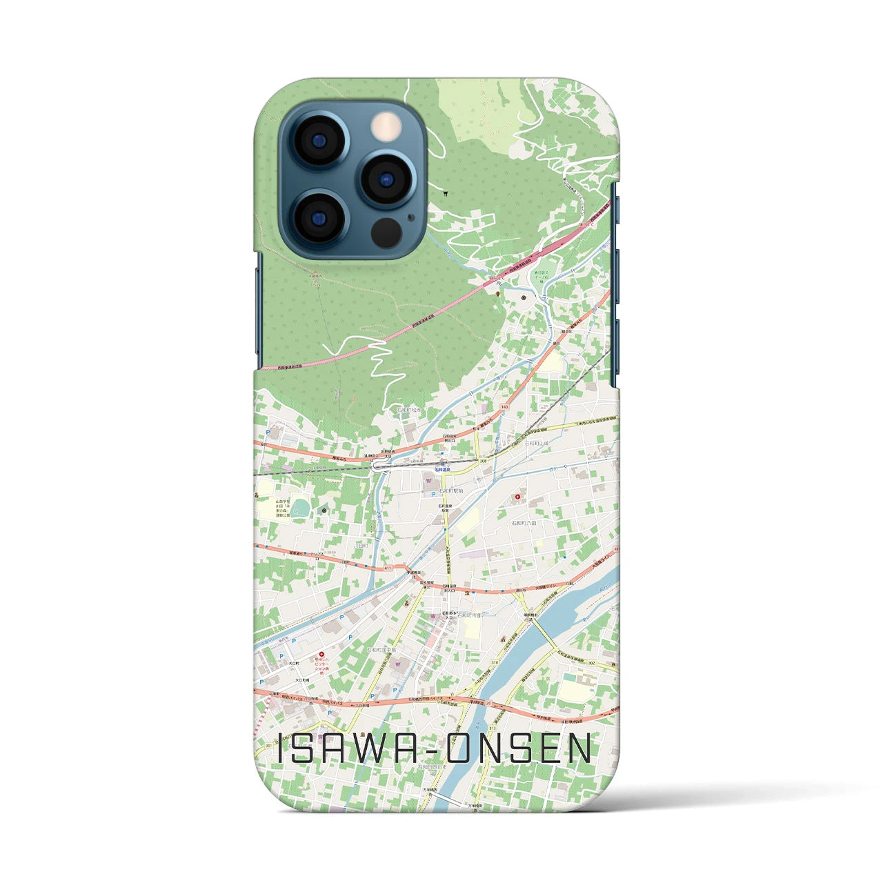 【石和温泉】地図柄iPhoneケース（バックカバータイプ・ナチュラル）iPhone 12 / 12 Pro 用